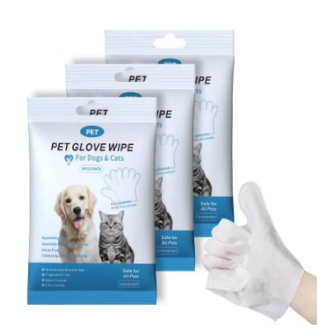 Gants et lingettes de nettoyage pour animaux de compagnie
