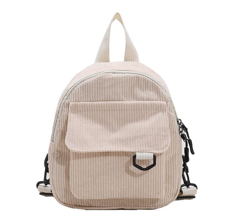 Sac à Dos en Velours Côtelé Mignon avec Petite Trousse de Cosmétiques