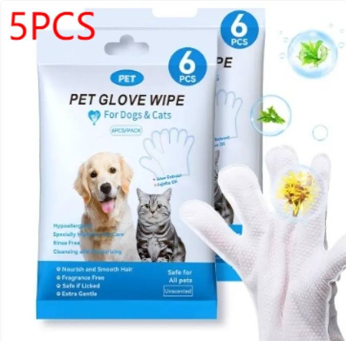 Gants et lingettes de nettoyage pour animaux de compagnie