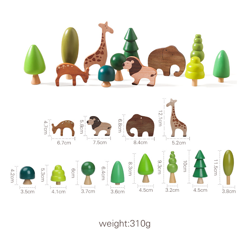 Jouet d'équilibre Montessori en bois avec animaux à empiler