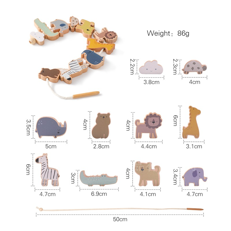 Jouet d'équilibre Montessori en bois avec animaux à empiler