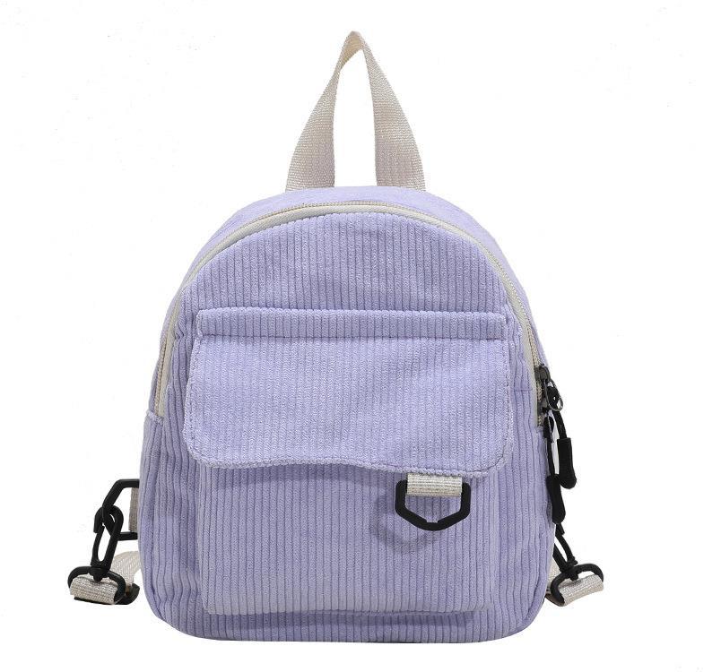 Sac à Dos en Velours Côtelé Mignon avec Petite Trousse de Cosmétiques