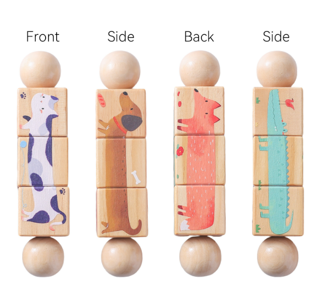 Puzzle Animal en Bois avec Clochette pour Enfants