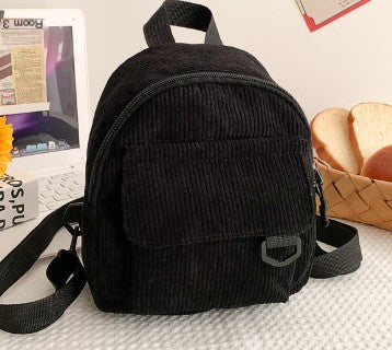 Sac à Dos en Velours Côtelé Mignon avec Petite Trousse de Cosmétiques