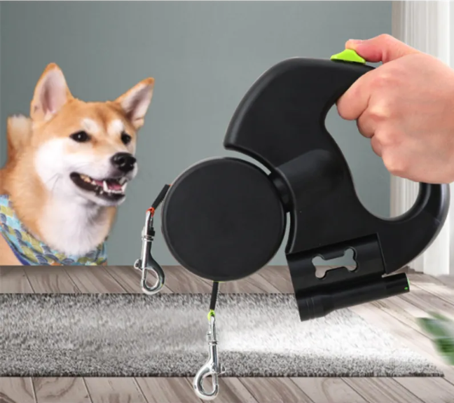 Laisse double rétractable pour chien